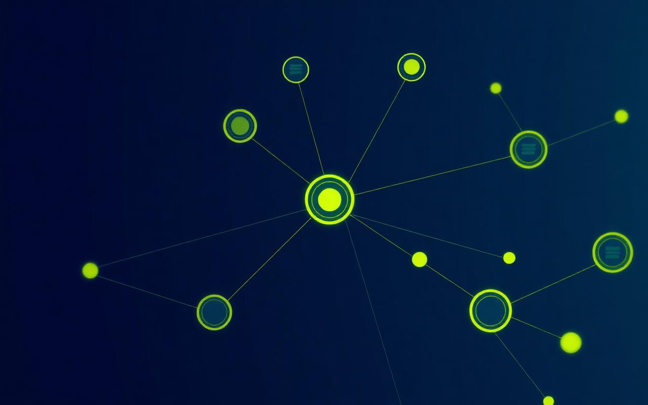 Illustration of a link network with one highlighted connection path