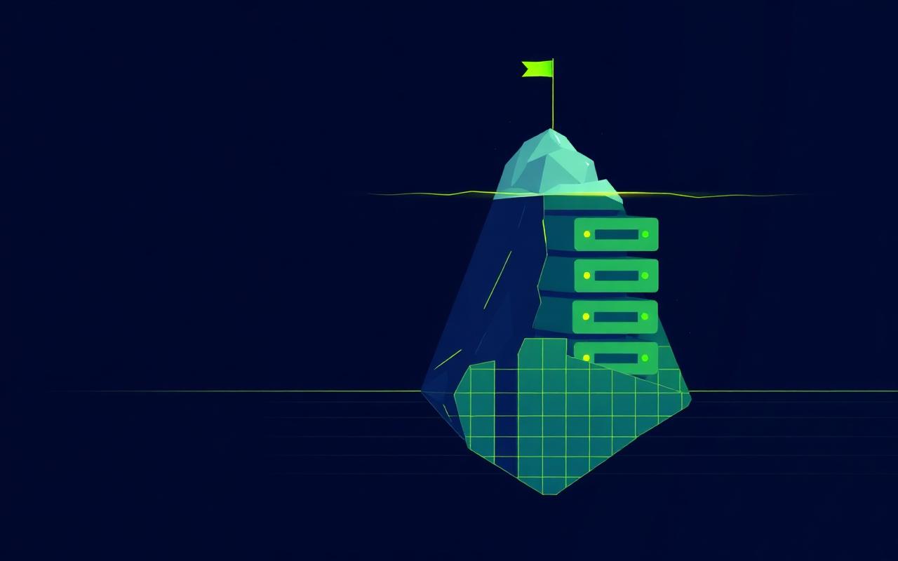 Iceberg illustration showing visible price above the hidden cost of hosting